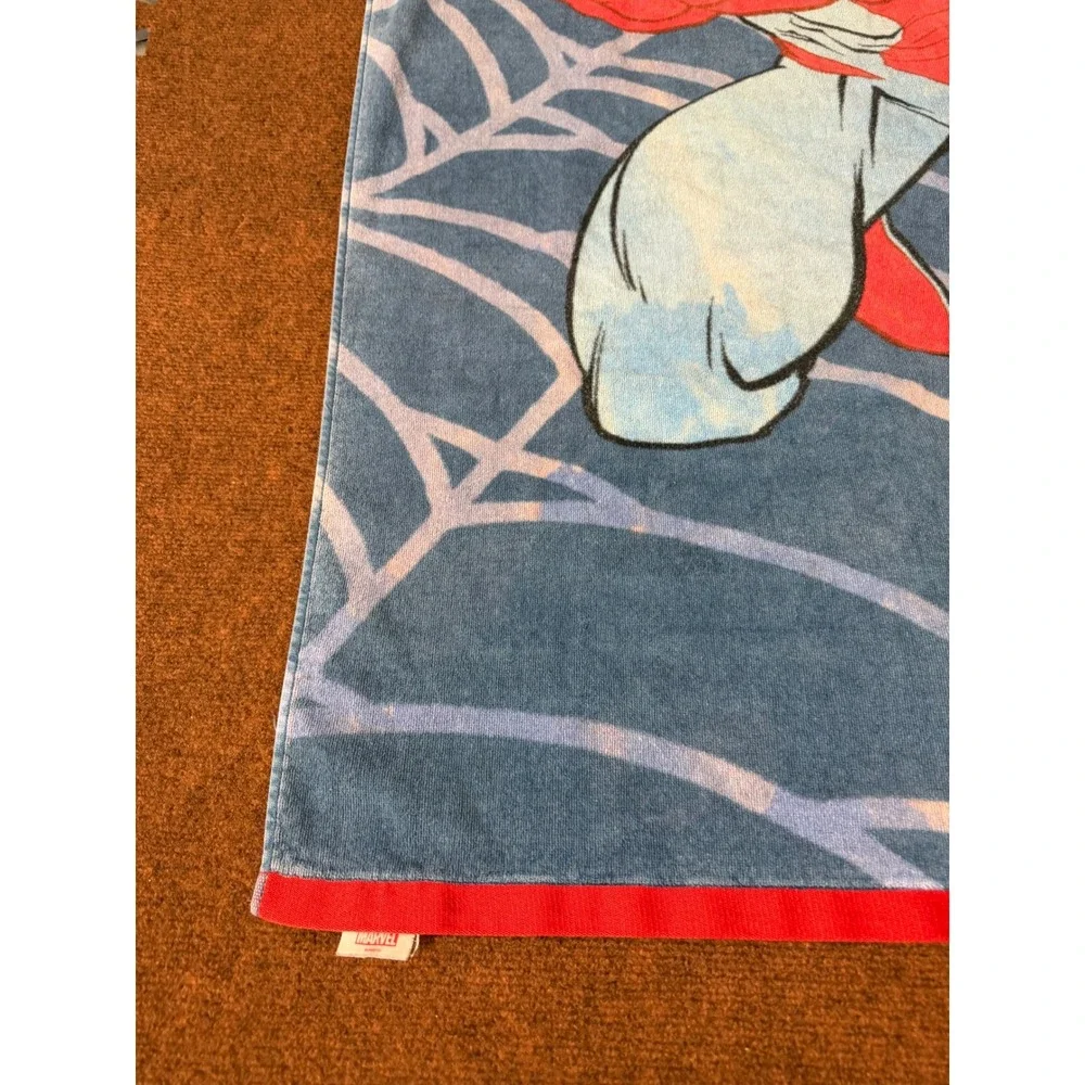 Marvel Spider-Man Beach Towel Blue Red Web Graphic Cotton Bath Towel Kids